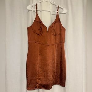 Pacsun Burnt Orange Satin Corset Dress